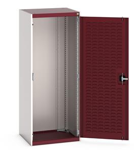 40011018.** cubio cupboard with louvre doors. WxDxH: 650x525x1600mm. RAL 7035/5010 or selected